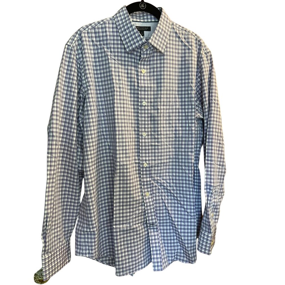 Full Cotton Classic Purple Plaid Button Down // Banana Republic Men's Size L